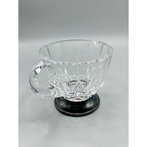 Val St Lambert Cut Crystal Creamer Silver Plate Made in Italy Crystal " Nicole" - Picture 5 of 12